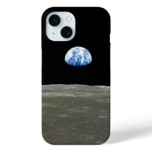 Earth from Moon in Black Space: Earthrise iPhone 15 Case