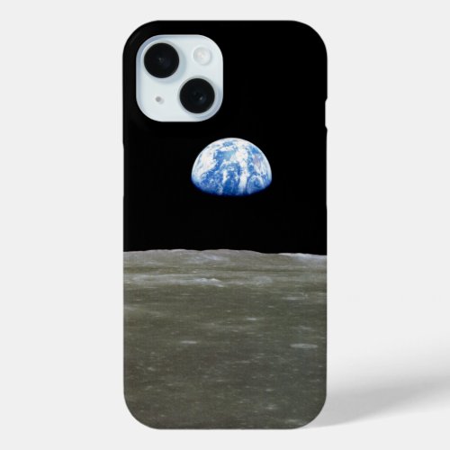 Earth from Moon in Black Space Earthrise iPhone 15 Case