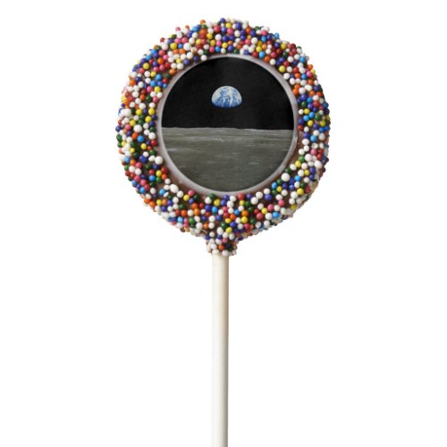 Earth from Moon in Black Space Earthrise Chocolate Covered Oreo Pop