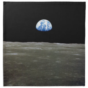 Earth from Moon in Black Space: Earthrise Cloth Napkin