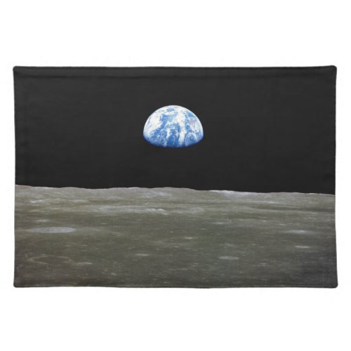 Earth from Moon in Black Space Earthrise Cloth Placemat