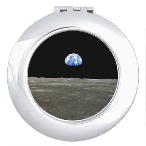 Earth from Moon in Black Space Earthrise Compact Mirror