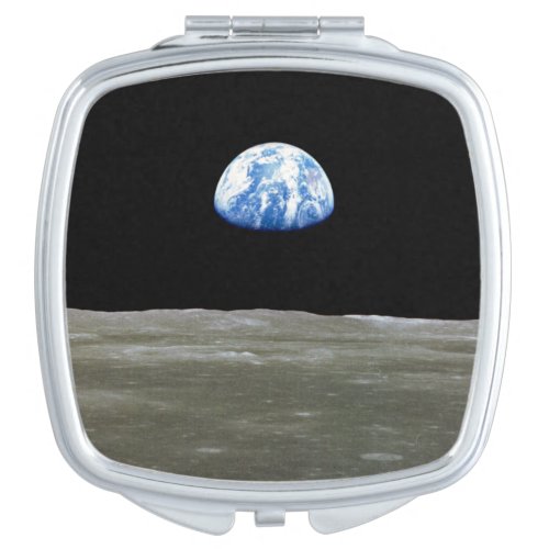 Earth from Moon in Black Space Earthrise Compact Mirror