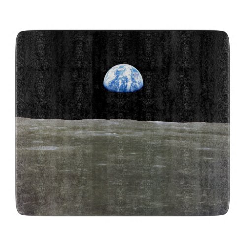Earth from Moon in Black Space Earthrise Cutting Board