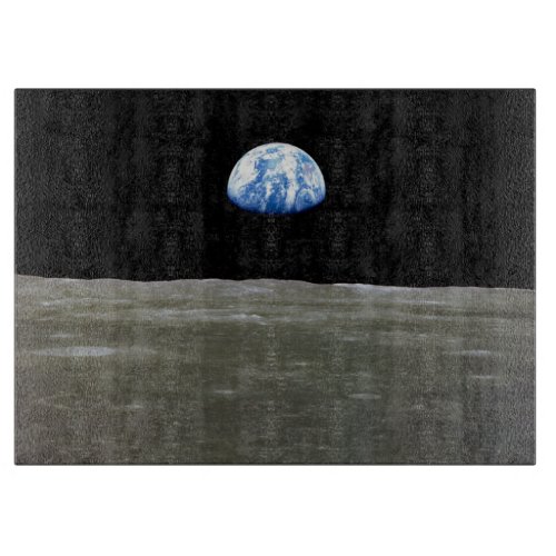 Earth from Moon in Black Space Earthrise Cutting Board