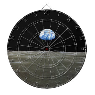 Earth from Moon in Black Space: Earthrise Dart Board
