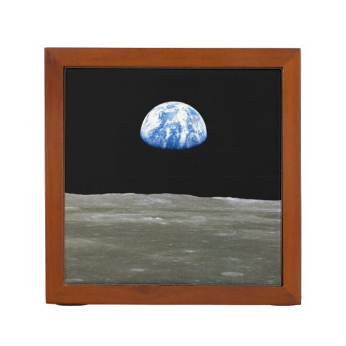 Earth from Moon in Black Space Earthrise Desk Organizer