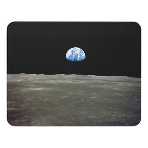 Earth from Moon in Black Space Earthrise Door Sign