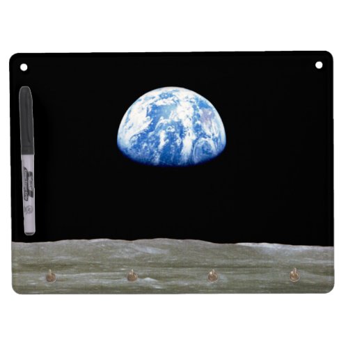 Earth from Moon in Black Space Earthrise Dry Erase Board With Keychain Holder