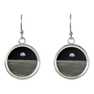Earth from Moon in Black Space: Earthrise Earrings
