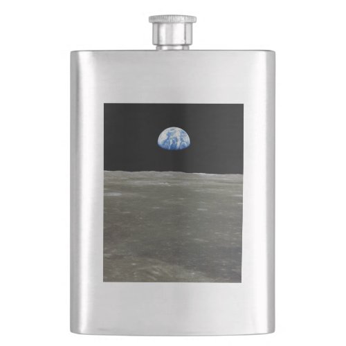 Earth from Moon in Black Space Earthrise Flask