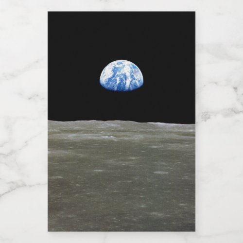 Earth from Moon in Black Space Earthrise Food Label