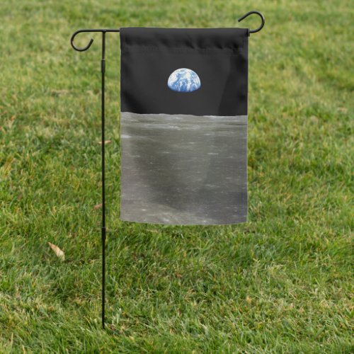 Earth from Moon in Black Space Earthrise Garden Flag