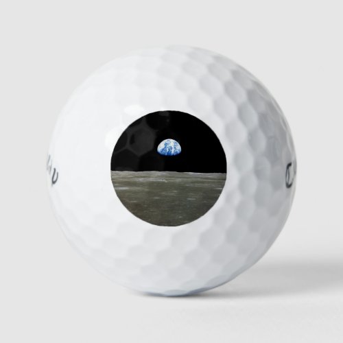 Earth from Moon in Black Space Earthrise Golf Balls