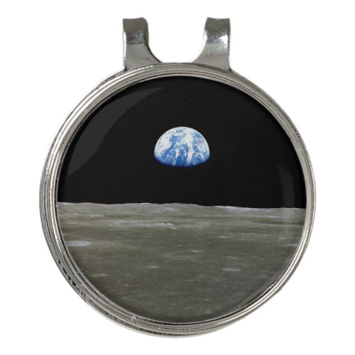 Earth from Moon in Black Space Earthrise Golf Hat Clip