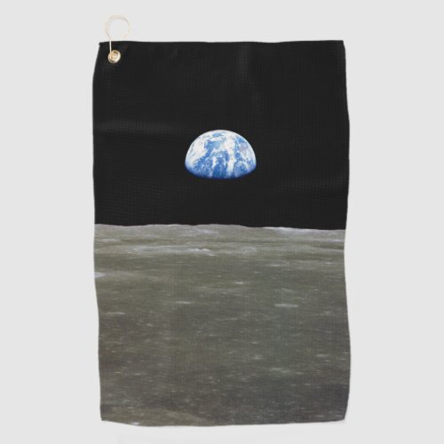 Earth from Moon in Black Space Earthrise Golf Towel