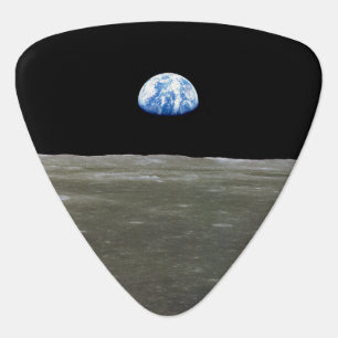 Earth from Moon in Black Space: Earthrise Guitar Pick