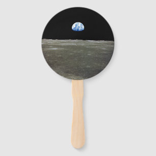 Earth from Moon in Black Space: Earthrise Hand Fan