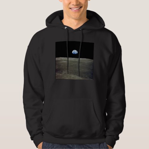 Earth from Moon in Black Space Earthrise Hoodie