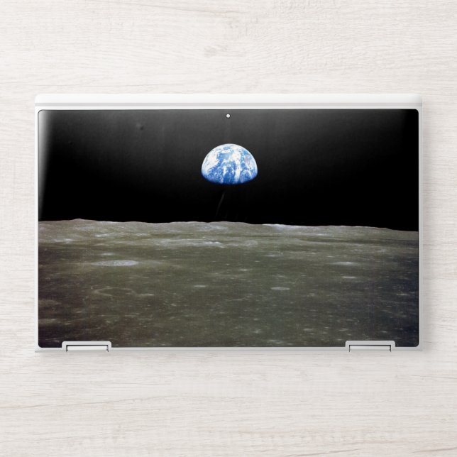 Earth from Moon in Black Space: Earthrise HP Laptop Skin (Front)