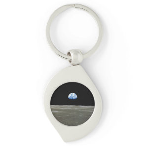 Earth from Moon in Black Space: Earthrise Keychain