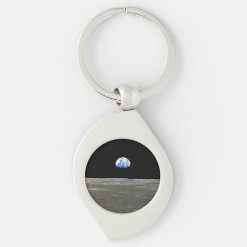 Earth from Moon in Black Space Earthrise Keychain