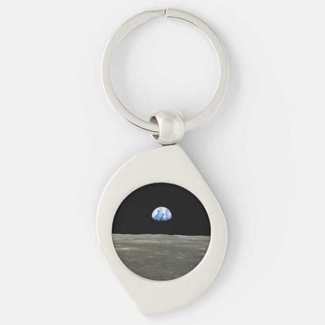 Earth from Moon in Black Space: Earthrise Keychain (Front)