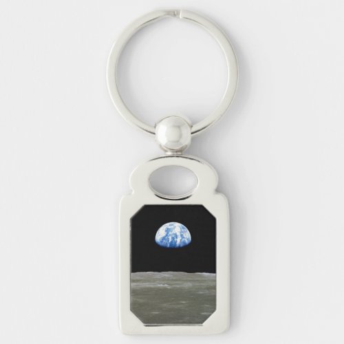 Earth from Moon in Black Space Earthrise Keychain