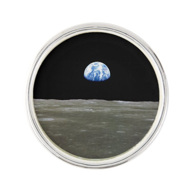 Earth from Moon in Black Space: Earthrise Lapel Pin (Front)
