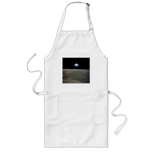 Earth from Moon in Black Space Earthrise Long Apron