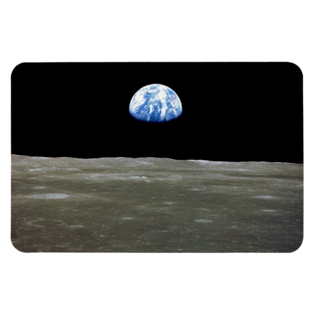 Earth from Moon in Black Space: Earthrise Magnet (Horizontal)