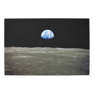 Earth from Moon in Black Space: Earthrise Metal Print