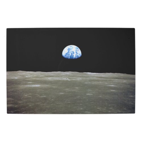Earth from Moon in Black Space Earthrise Metal Print