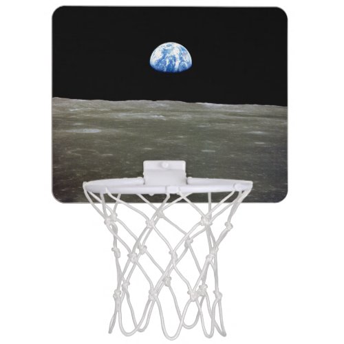 Earth from Moon in Black Space Earthrise Mini Basketball Hoop
