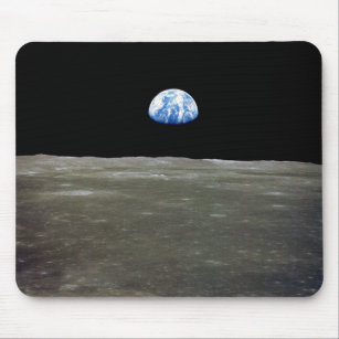 Earth from Moon in Black Space: Earthrise Mouse Pad