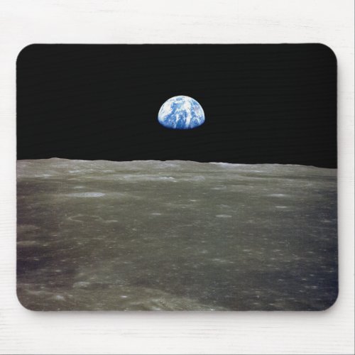 Earth from Moon in Black Space Earthrise Mouse Pad