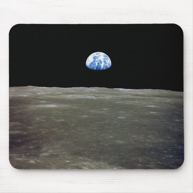 Earth from Moon in Black Space: Earthrise Mouse Pad (Front)