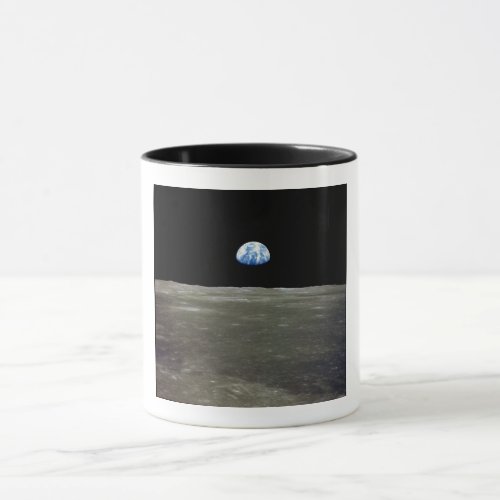 Earth from Moon in Black Space Earthrise Mug