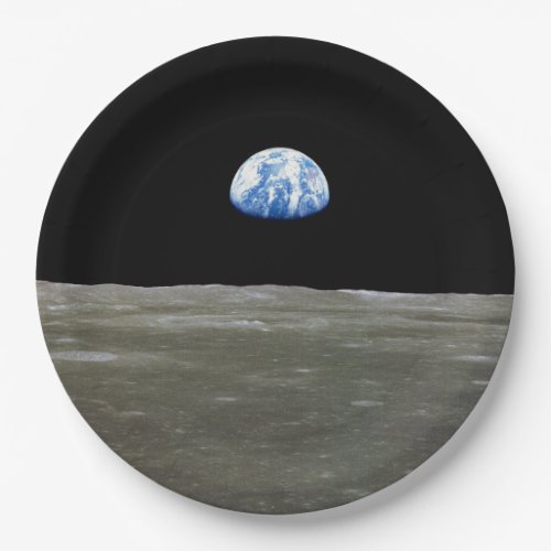 Earth from Moon in Black Space Earthrise Paper Plates