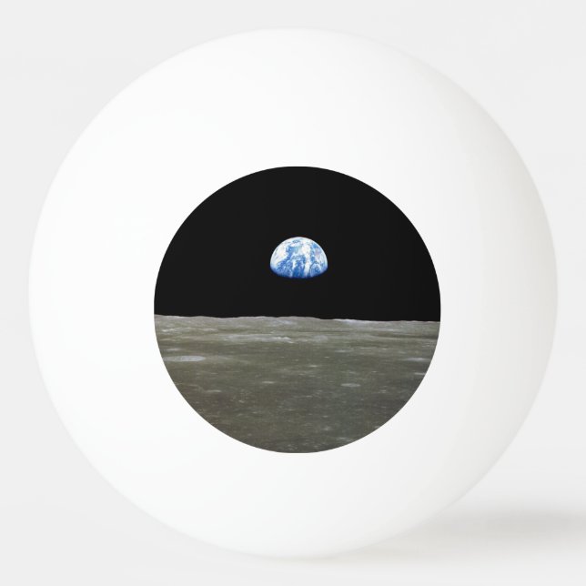 Earth from Moon in Black Space: Earthrise Ping Pong Ball (Front)