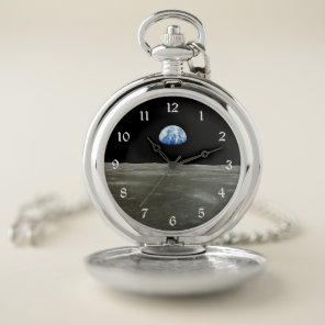 Earth from Moon in Black Space: Earthrise Pocket Watch