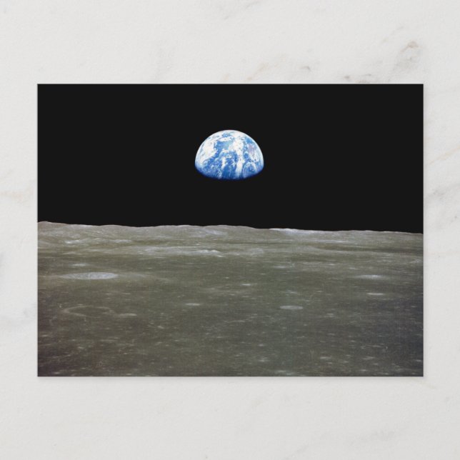 Earth from Moon in Black Space: Earthrise Postcard (Front)