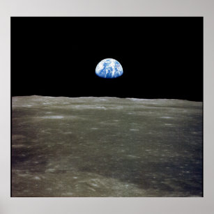 Earth from Moon in Black Space: Earthrise Poster