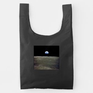 Earth from Moon in Black Space: Earthrise Reusable Bag