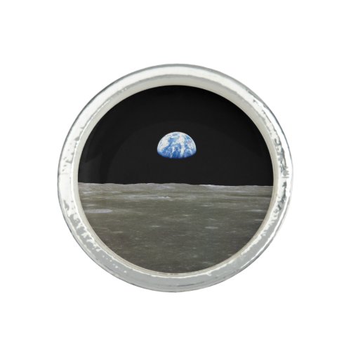 Earth from Moon in Black Space Earthrise Ring