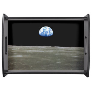 Earth from Moon in Black Space: Earthrise Serving Tray