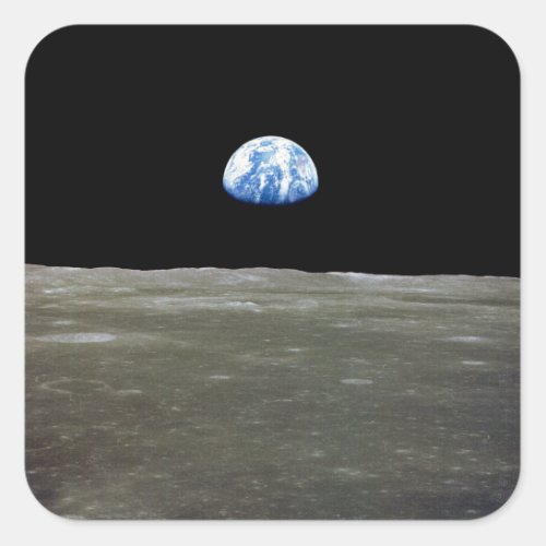 Earth from Moon in Black Space Earthrise Square Sticker