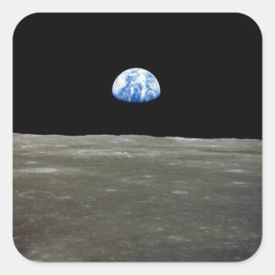 Earth from Moon in Black Space: Earthrise Square Sticker