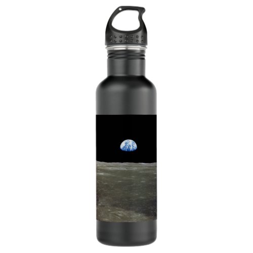 Earth from Moon in Black Space Earthrise Stainless Steel Water Bottle