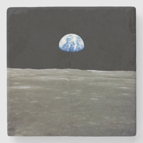 Earth from Moon in Black Space Earthrise Stone Coaster